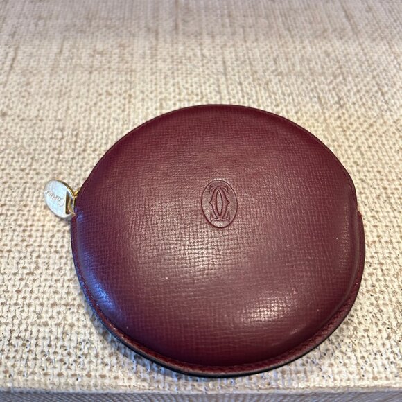Cartier Handbags - Cartier Coin Case Must Leather Bordeaux with Gold Hardware